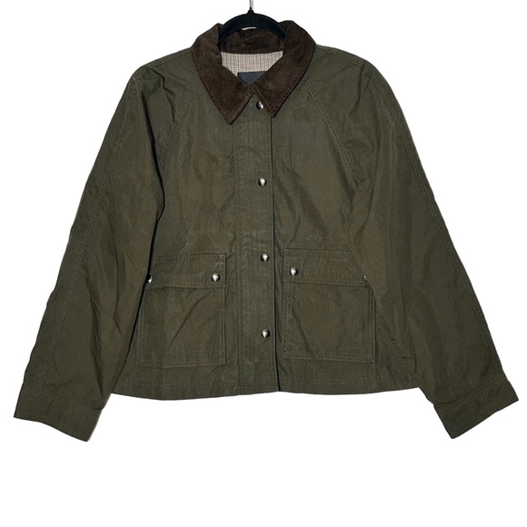 NWT Madewell Waxed Zip-Front Jacket in Trench Green, Corduroy Collar, NW759, M - Picture 4 of 16